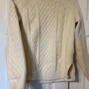 J. Crew Ivory Cable Knit Crewneck Sweater